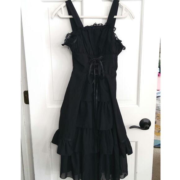 No brand Dresses & Skirts - Whimsigoth Lolita women's dress Ruffled Tiered Corset laceup Witchy Size S